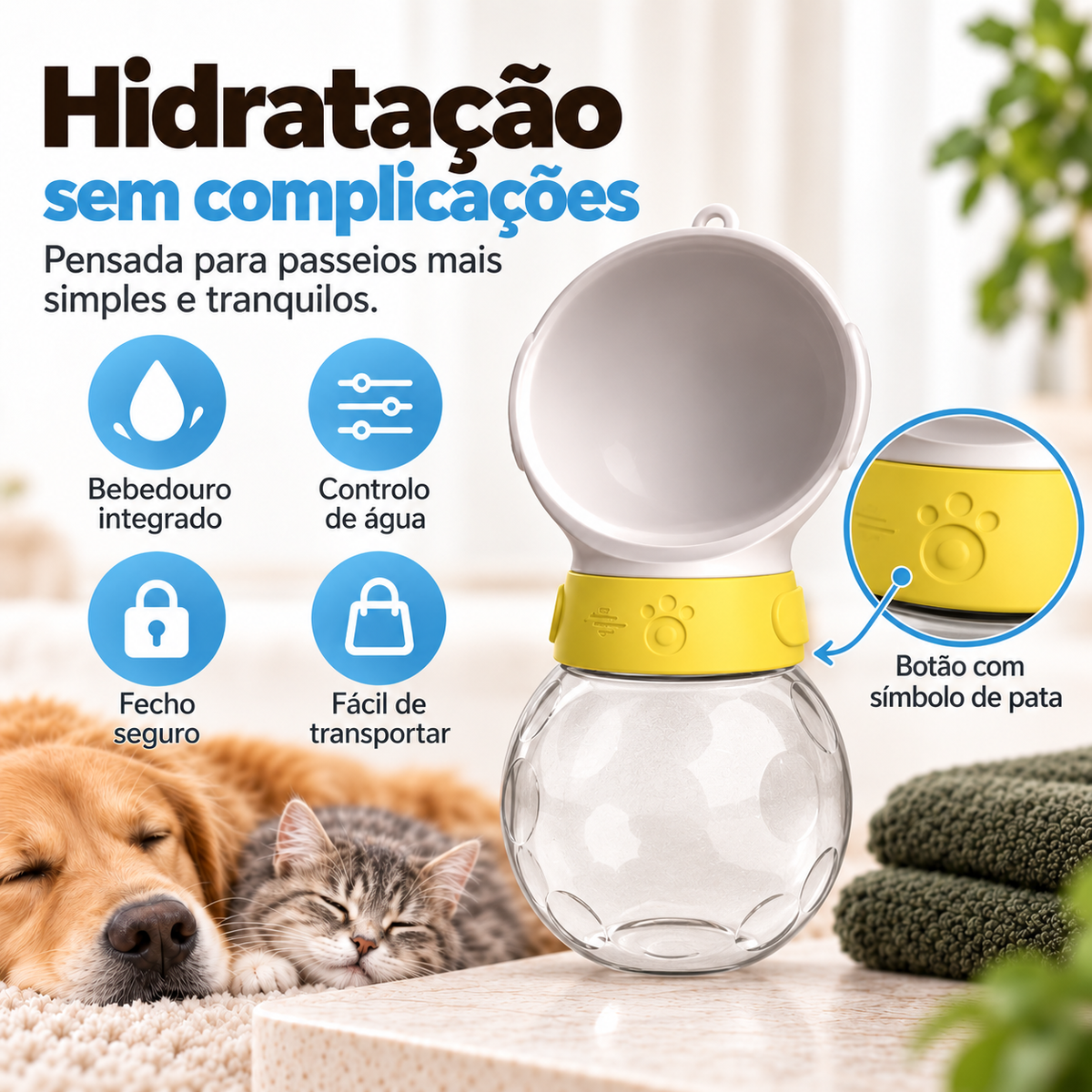 Garrafa de Água Portátil Astronauta para Cães e Gatos