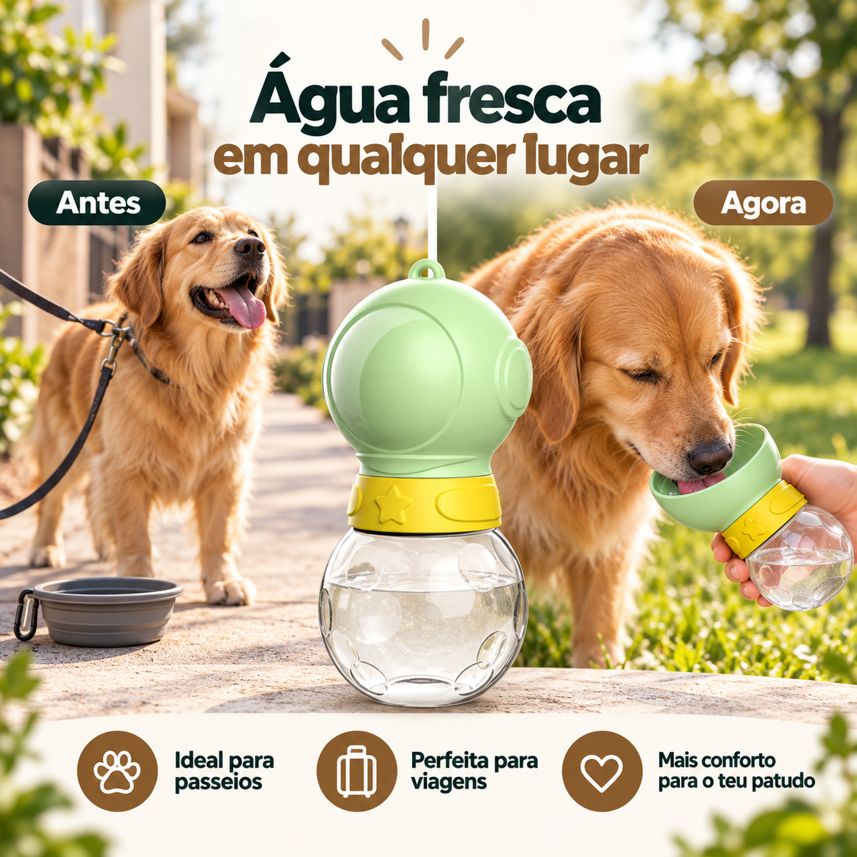 Garrafa de Água Portátil Astronauta para Cães e Gatos
