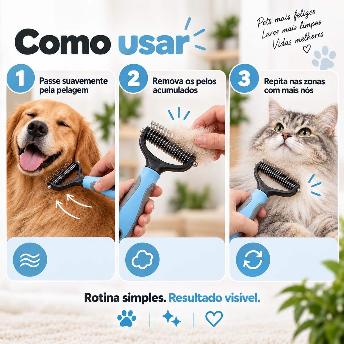 Escova de Subpelo para Cães e Gatos