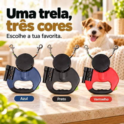 Trela Dupla Retrátil para 2 Cães — Sem Nós, com Rotação 360°